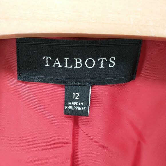 Talbots Women's Single Breasted Blazer Suit Jacket Red 12 Wool Blend - Picture 9 of 13